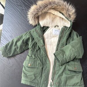 Old Navy Olive Green Sherpa-Lined Hooded Jacket